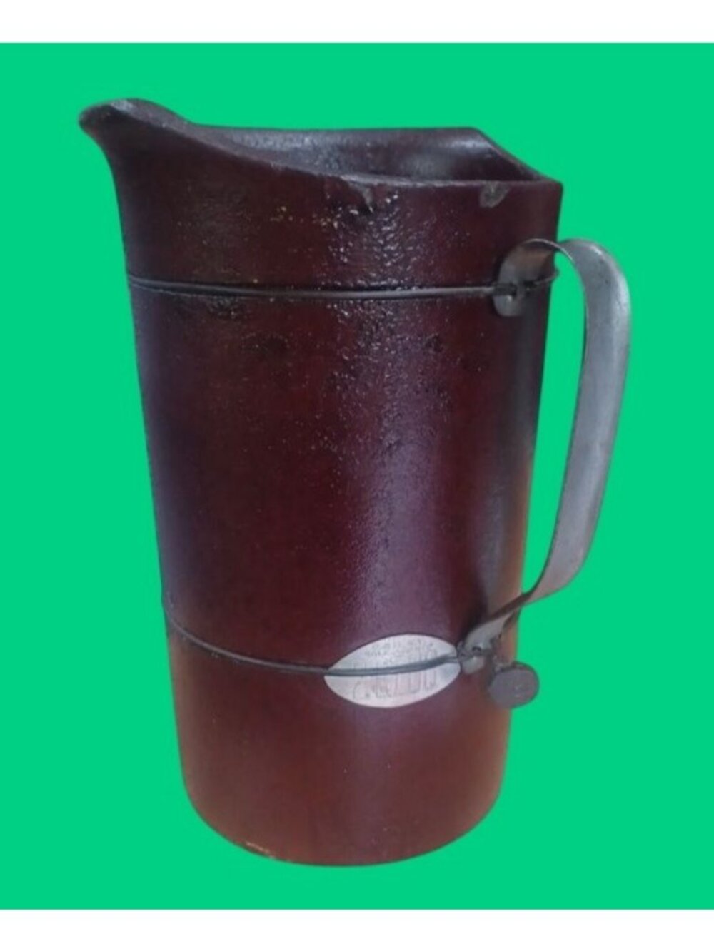 Rare Patent 1880s Antique Wood Fiber Pitcher 2QT United Indurated Fibre Co NY